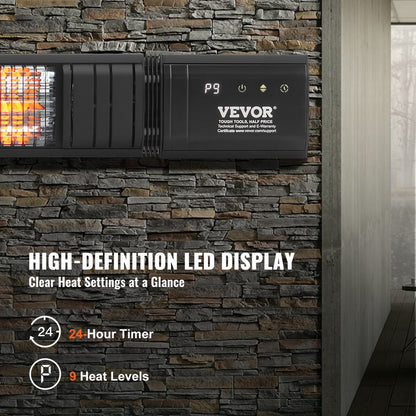 T17-GR15BL - 1500W Outdoor Infrared Heater, 32.48" with 9 Temp Settings