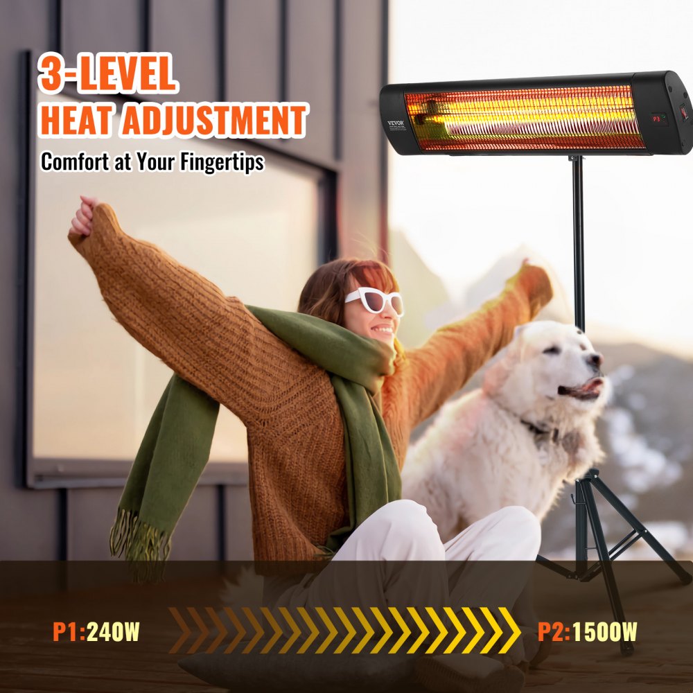 EATB28-80 - 1500W Infrared Heater, 24" Rapid Warmth for Indoor/Outdoor Use