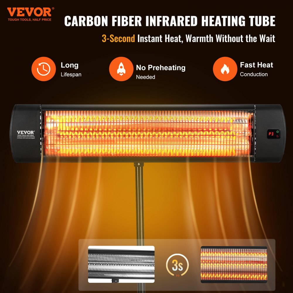 T13-GR15VDL - 1500W Infrared Heater, 34.25in Rapid Heating Technology
