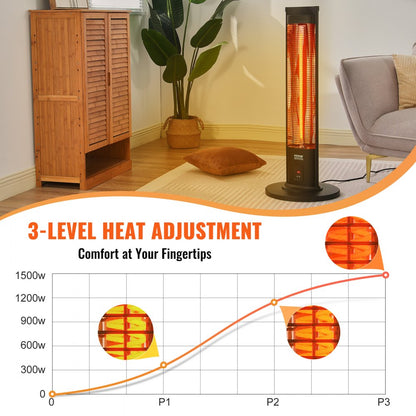 T16-GR15D - 1500W Infrared Heater, 40in, Rapid 3s Heat with Remote Control