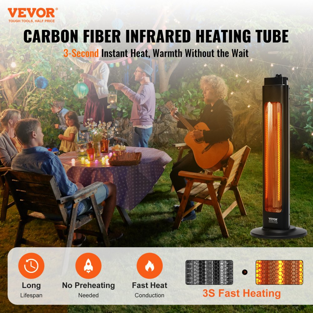 T01-G15Y - 1500W VEVOR Infrared Heater, 31.5" Quick Heat for Any Space
