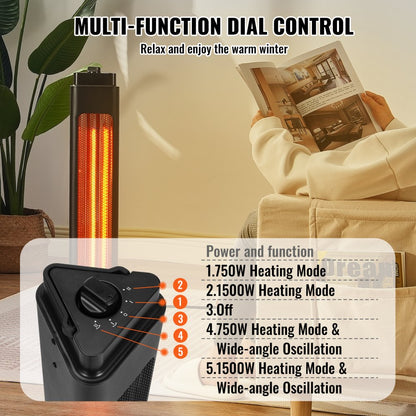 T01-G15Y - 1500W VEVOR Infrared Heater, 31.5" Quick Heat for Any Space