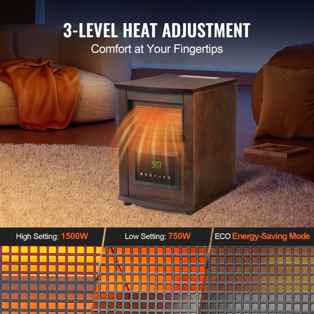 HT1159N - 1500W Quartz Infrared Heater for Instant Heat