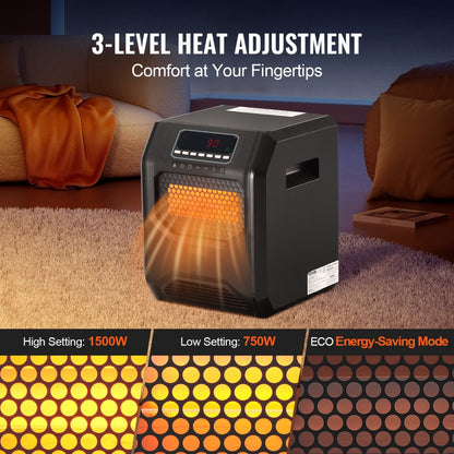 HT1188QX - Quick-Heat Infrared Heater with 3 Settings, 1500W Power