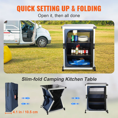 010505922986 - Sturdy 66 lbs Capacity Folding Camping Kitchen Table with Carry Bag