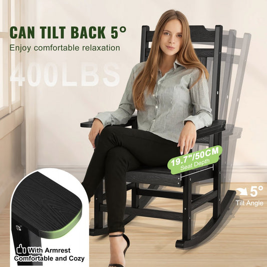 WS-YY-09 - HIPS High-Back Outdoor Rocking Chair for Patio Relaxation