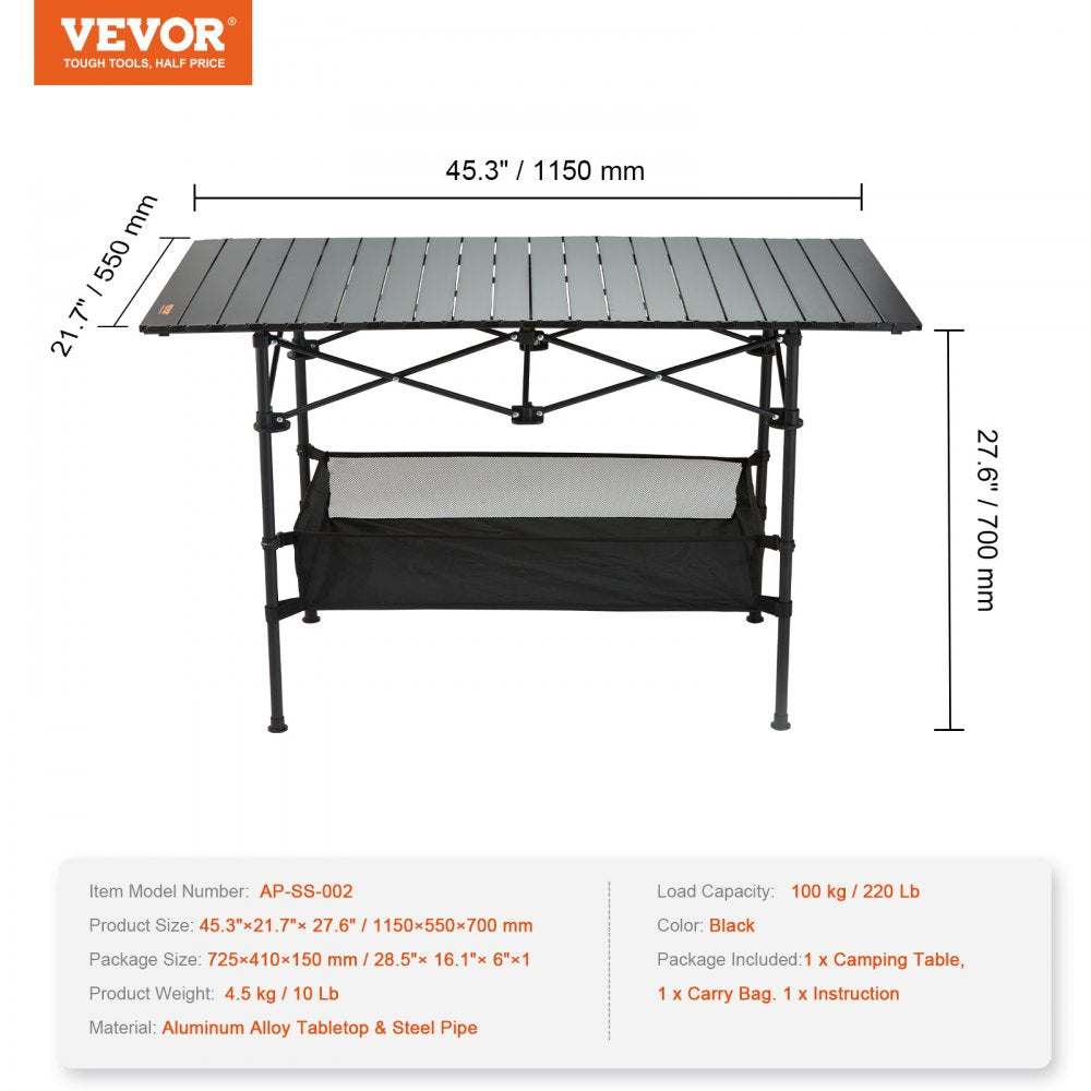AP-SS-002 - Lightweight 24x16" Aluminum Folding Camping Table with Storage Bag