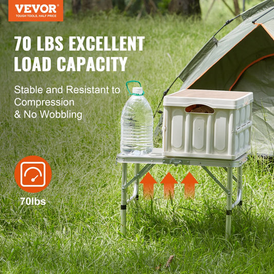 AP-SS-001 - Adjustable Height Aluminum Camping Table for Outdoor Use