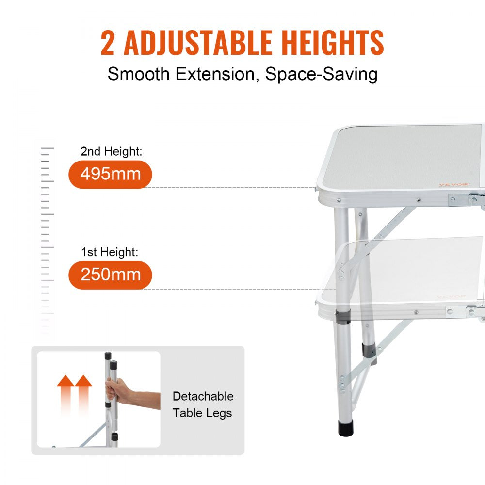 AP-SS-001 - Adjustable Height Aluminum Camping Table for Outdoor Use