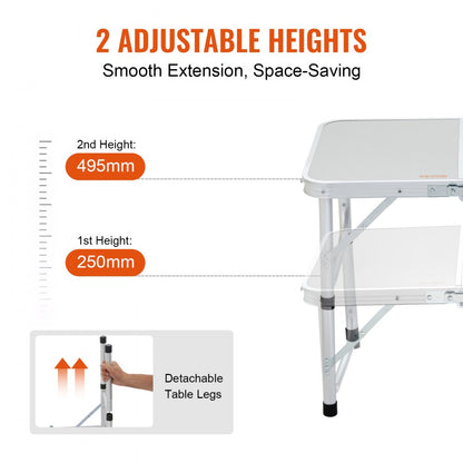 AP-SS-001 - Adjustable Height Aluminum Camping Table for Outdoor Use