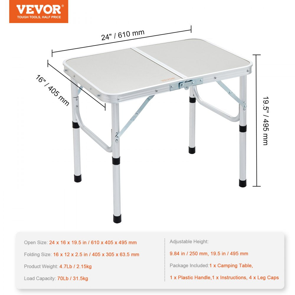 AP-SS-001 - Adjustable Height Aluminum Camping Table for Outdoor Use