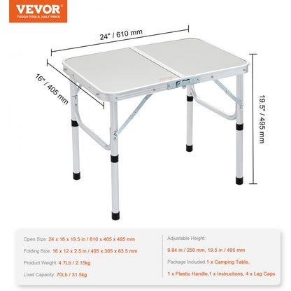 AP-SS-001 - Adjustable Height Aluminum Camping Table for Outdoor Use