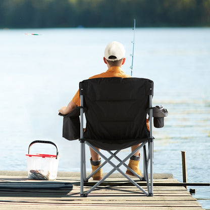 ZM2006XL - Heavy Duty 350 lbs Portable Folding Chair with Side Pockets
