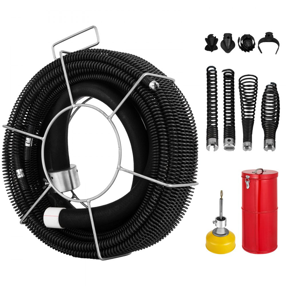 010654058034 - Portable 400W Drain Cleaner with 66ft Cable & 8 Cutter Heads