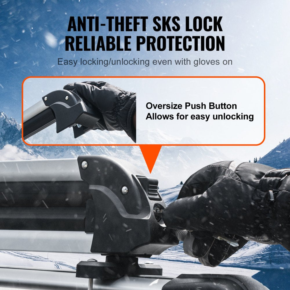 95TA-CH - VEVOR Universal Ski Roof Rack for 6 Pairs of Skis