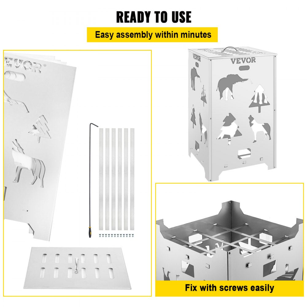 VV-FC2414SS - 14"x14"x24" Stainless Steel Burn Cage with Lid & Handles