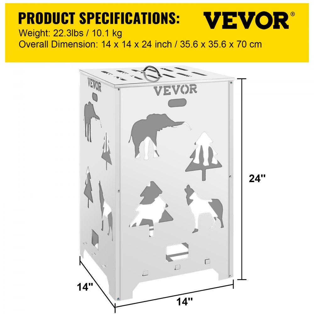 VV-FC2414SS - 14"x14"x24" Stainless Steel Burn Cage with Lid & Handles