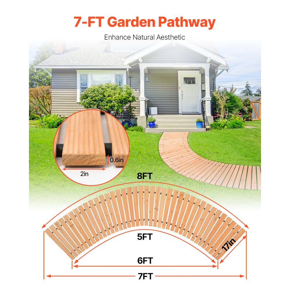 PW-C07 - Non-Slip Cedar Garden Pathway for Outdoor Stability