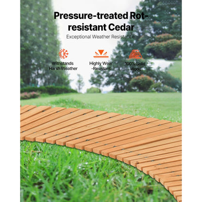 PW-S24 - 8ft Cedar Non-Slip Garden Pathway for All Outdoor Settings