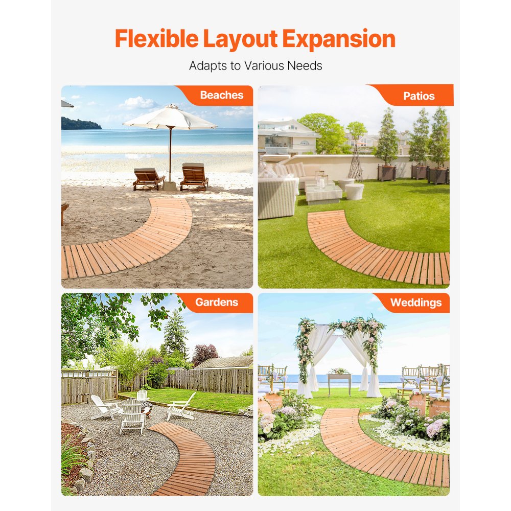 PW-S24 - 8ft Cedar Non-Slip Garden Pathway for All Outdoor Settings