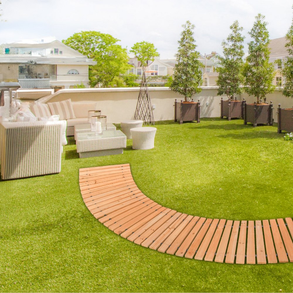 PW-S24 - 8ft Cedar Non-Slip Garden Pathway for All Outdoor Settings