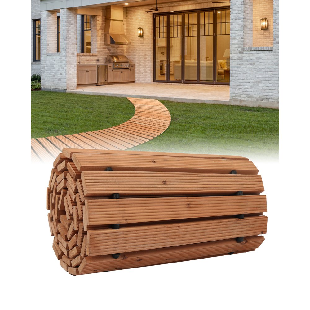 PW-S24 - 8ft Cedar Non-Slip Garden Pathway for All Outdoor Settings