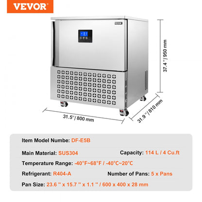 DF-E5B - Rapid Freeze Blast Freezer with 5 Stainless Steel Trays