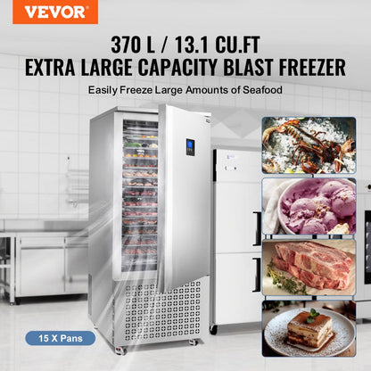 BL-E15B - 15 Tray Commercial Blast Freezer for Seafood & Gelato