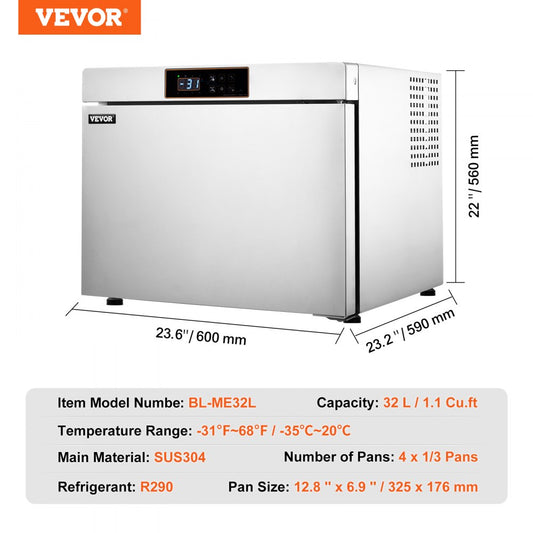 DF-ME32LB - Powerful Blast Freezer with 4 Trays for Seafood & Ice Cream