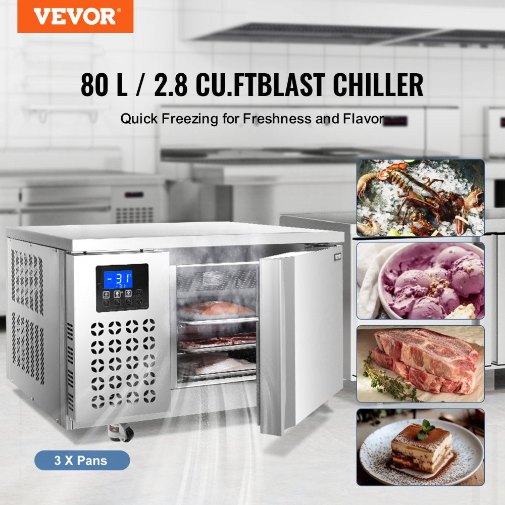 DF-E3B - 80L Commercial Blast Freezer with 3 Trays & Quick Freezing