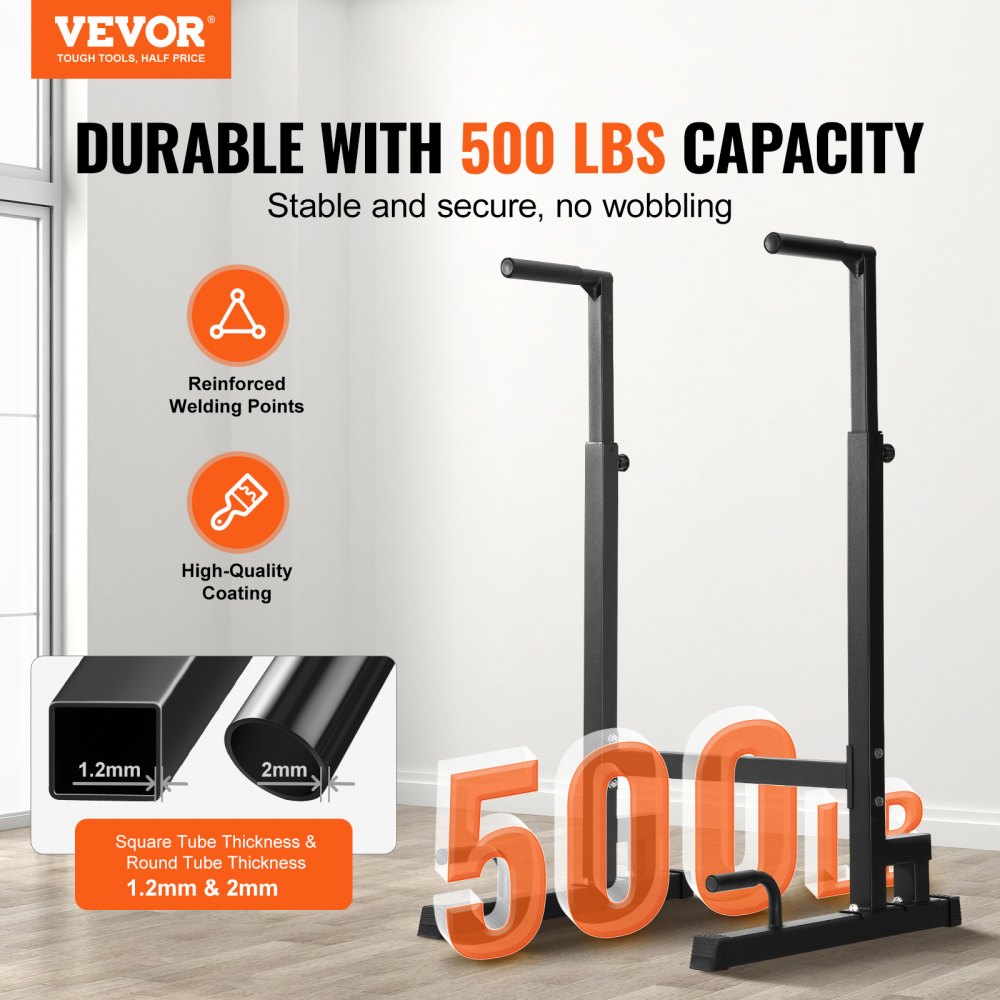VB006 - Adjustable 24" Steel Dip Bar with Ergonomic Foam Handles