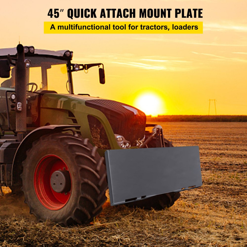 1/4" Thick Mounting Plate - Durable 45" Skid Steer Quick Attachment Plate