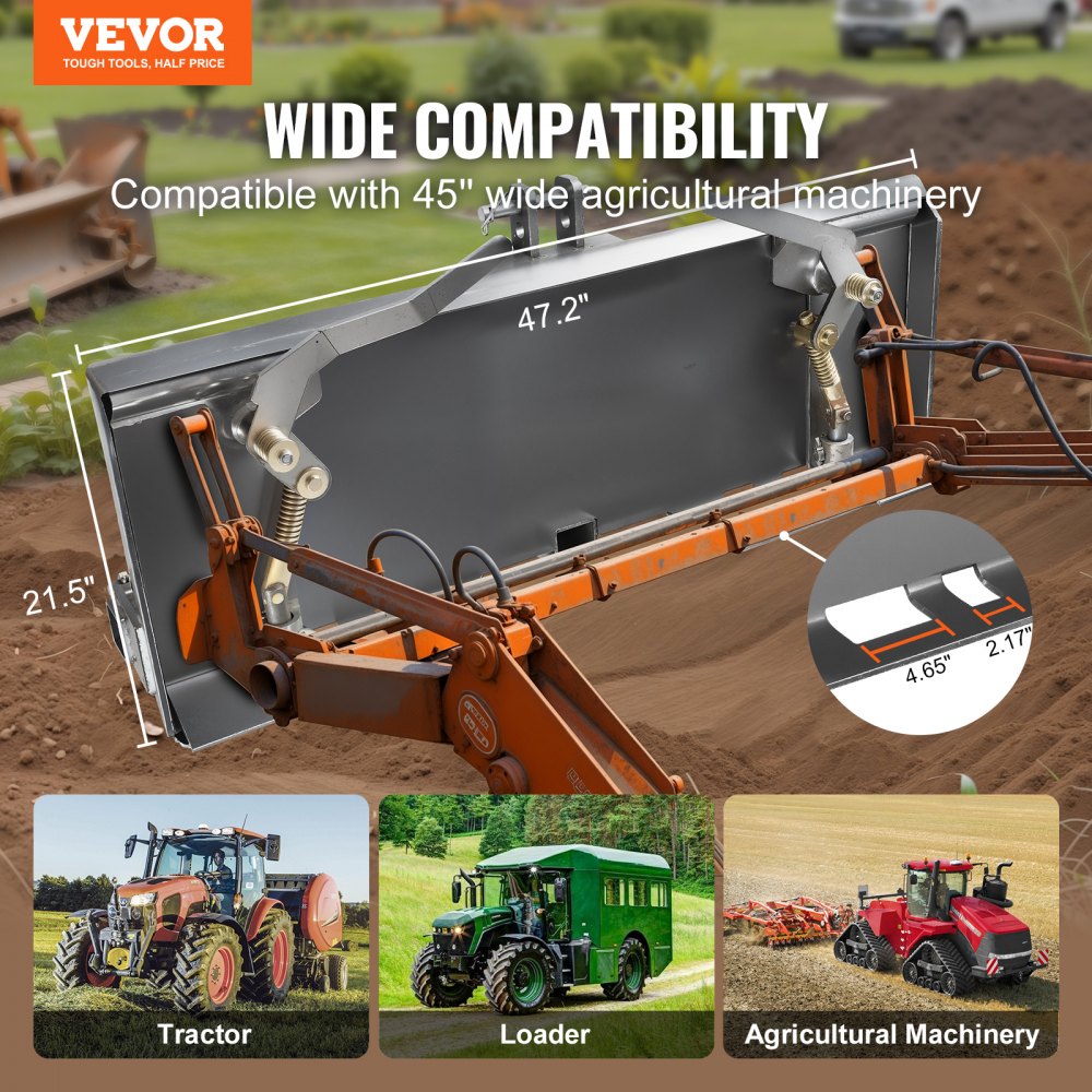 ZZ00404 - 47.2" Durable 3-Point Skid Steer Plate for Versatile Uses