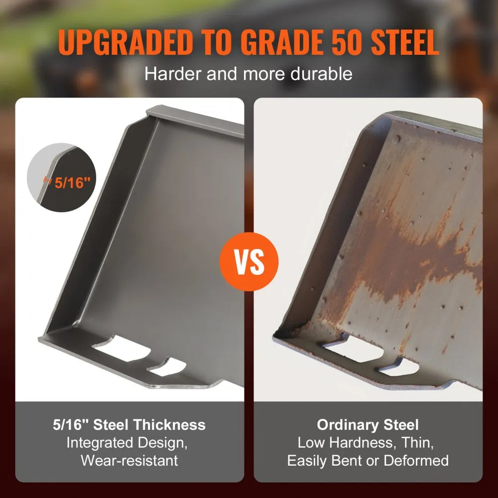 ZZ00405 - 50 Grade Steel Skid Steer Attachment Plate, 6000 lbs Load Capacity