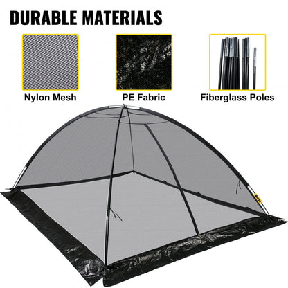 010911033688 - 10x14 ft Durable Pond Cover Dome with Zipper and Mesh Design