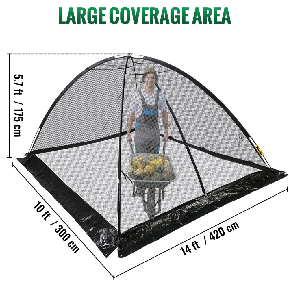 010911033688 - 10x14 ft Durable Pond Cover Dome with Zipper and Mesh Design