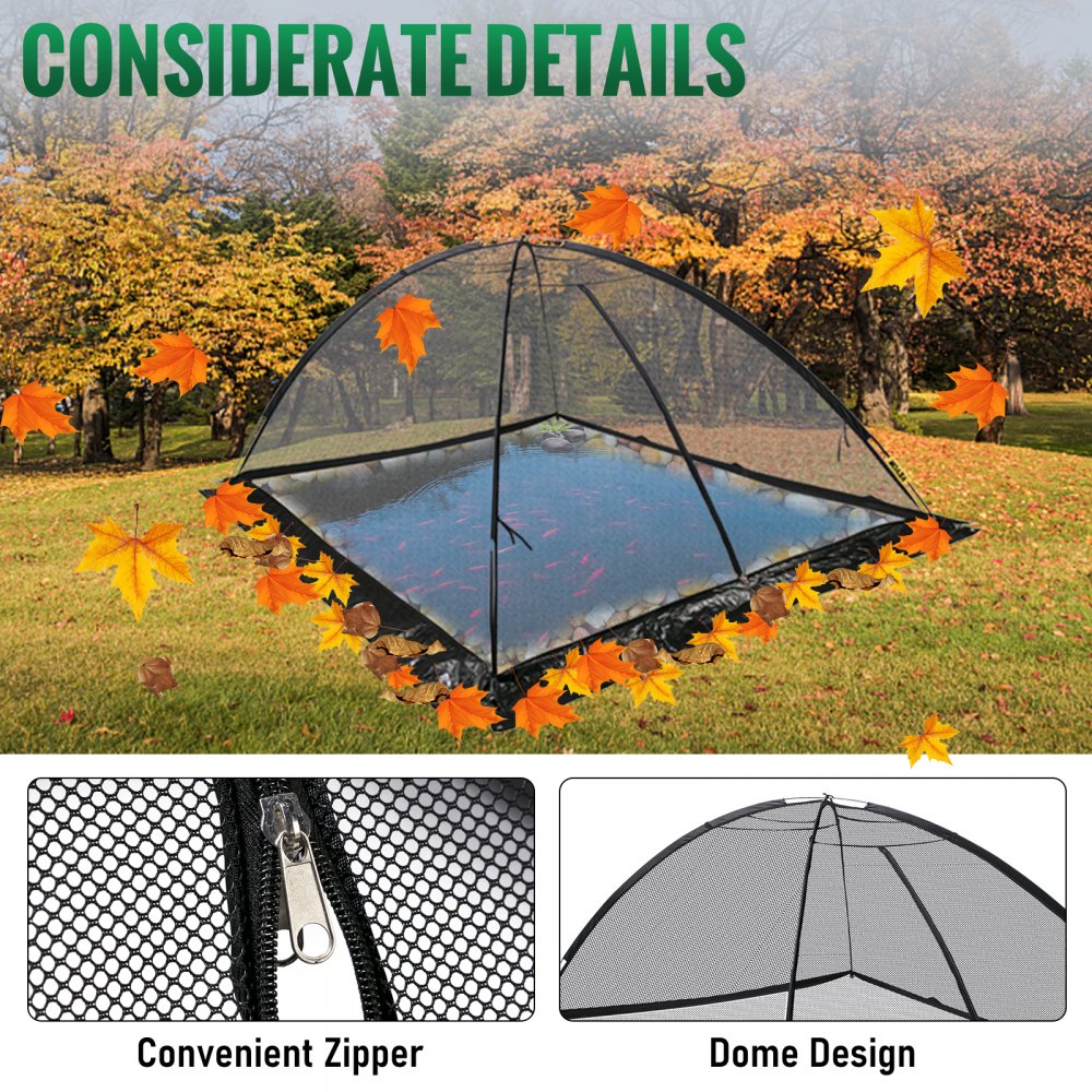 010667403898 - 9x12 FT Dome Pond Cover with Zippers and Mesh Protection
