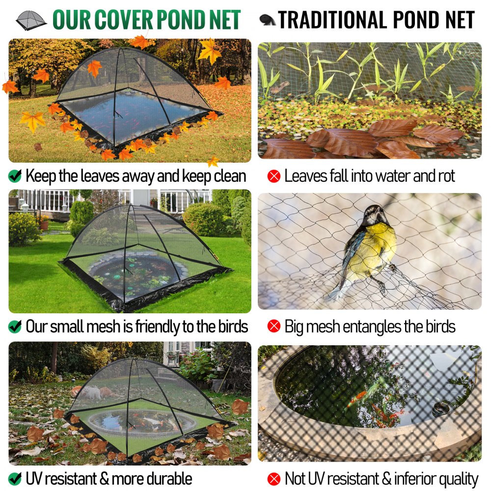 010667403898 - 9x12 FT Dome Pond Cover with Zippers and Mesh Protection