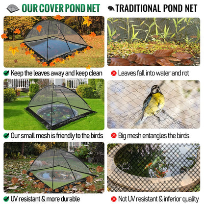010667403898 - 9x12 FT Dome Pond Cover with Zippers and Mesh Protection