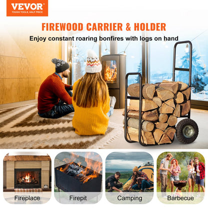 JH0209A - Heavy-Duty 21.9" Firewood Cart with Waterproof Cover