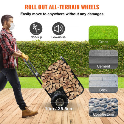 JH0209A - Heavy-Duty 21.9" Firewood Cart with Waterproof Cover