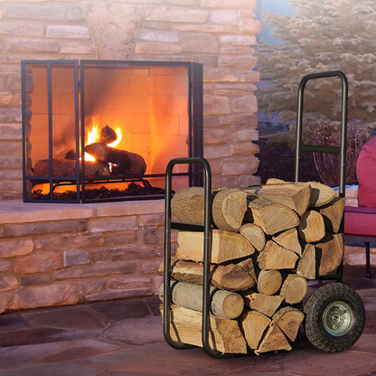 JH0209A - Heavy-Duty 21.9" Firewood Cart with Waterproof Cover