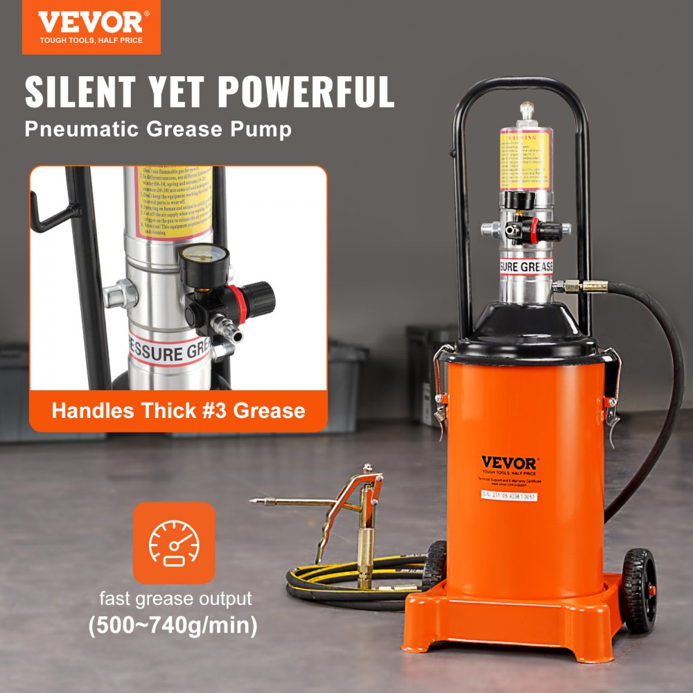 FF-08B-12L - 3 Gal VEVOR Grease Pump with 13 ft Hose, 50:1 Ratio