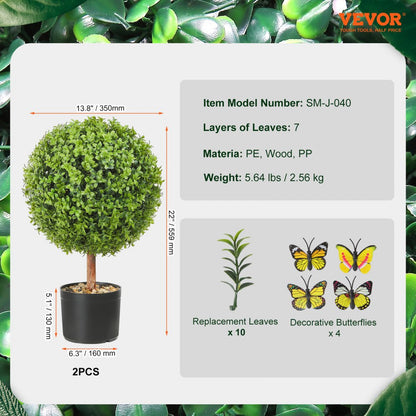 SM-J-040 - 40.6cm Artificial Boxwood Ball with Decorative Butterflies