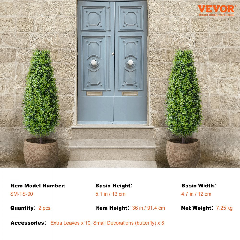 SM-TS-90 - 3' UV-Resistant Artificial Boxwood Topiary Tree for Indoor/Outdoor Use