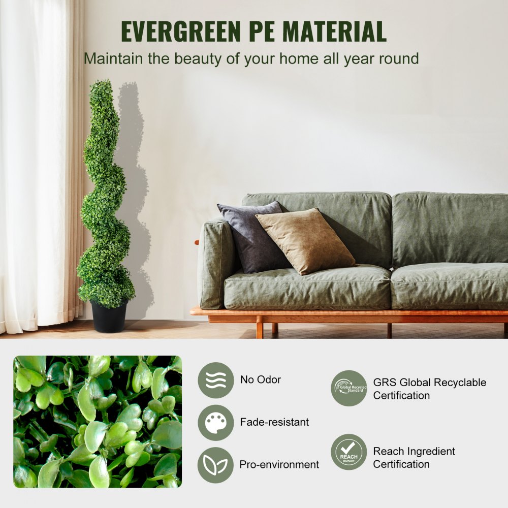 SM-M-120 - Lifelike Spiral Topiary Plant with Sturdy UV-Resistant Design