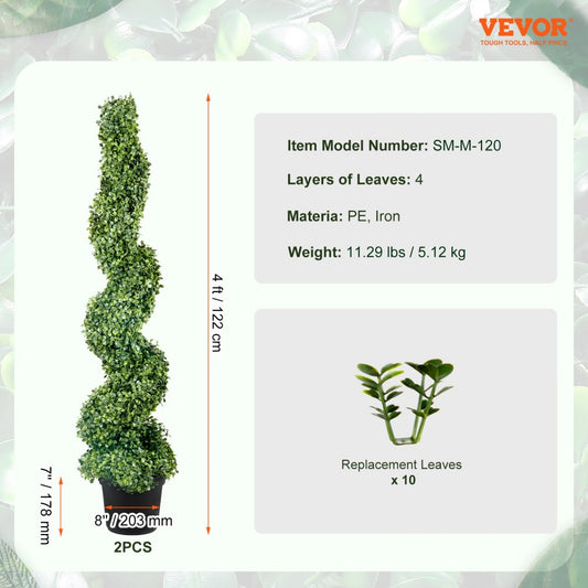 SM-M-120 - Lifelike Spiral Topiary Plant with Sturdy UV-Resistant Design
