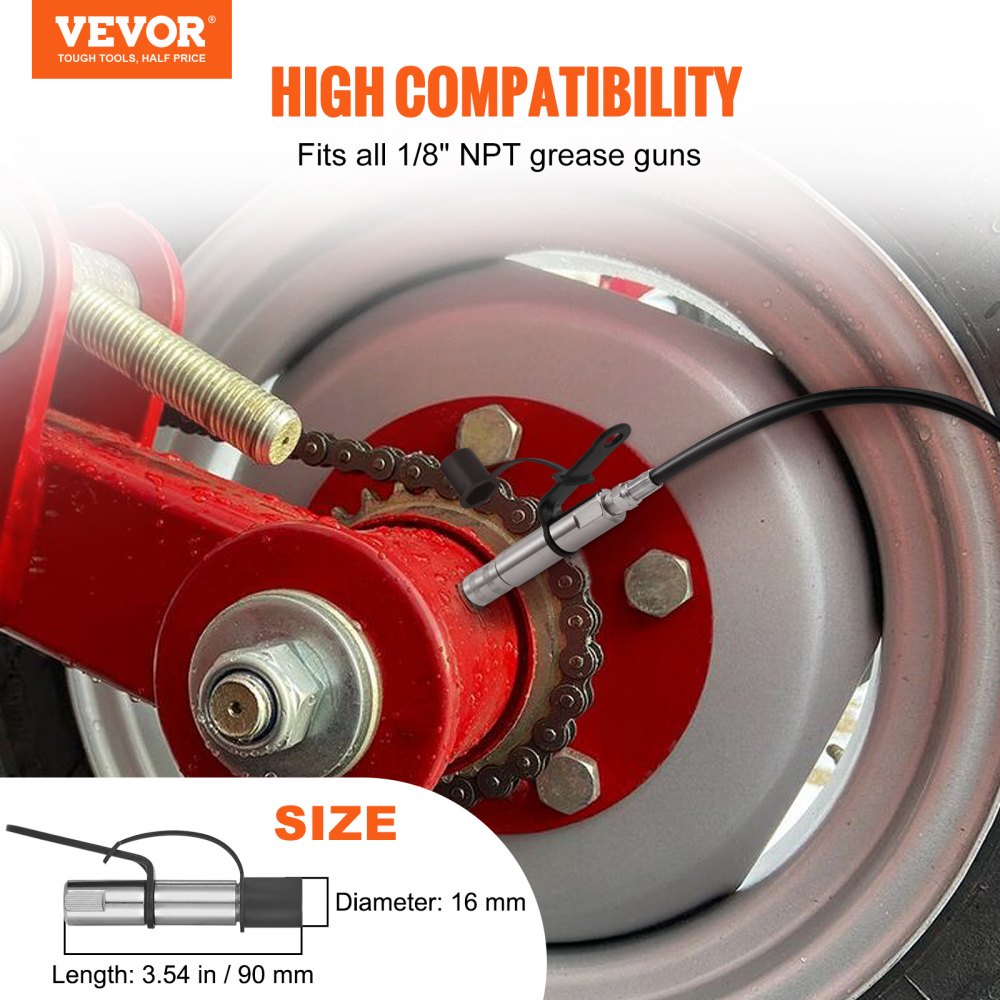 TH-46-7 VEVOR 10,000 PSI Grease Gun Coupler with Quick-Release Lock