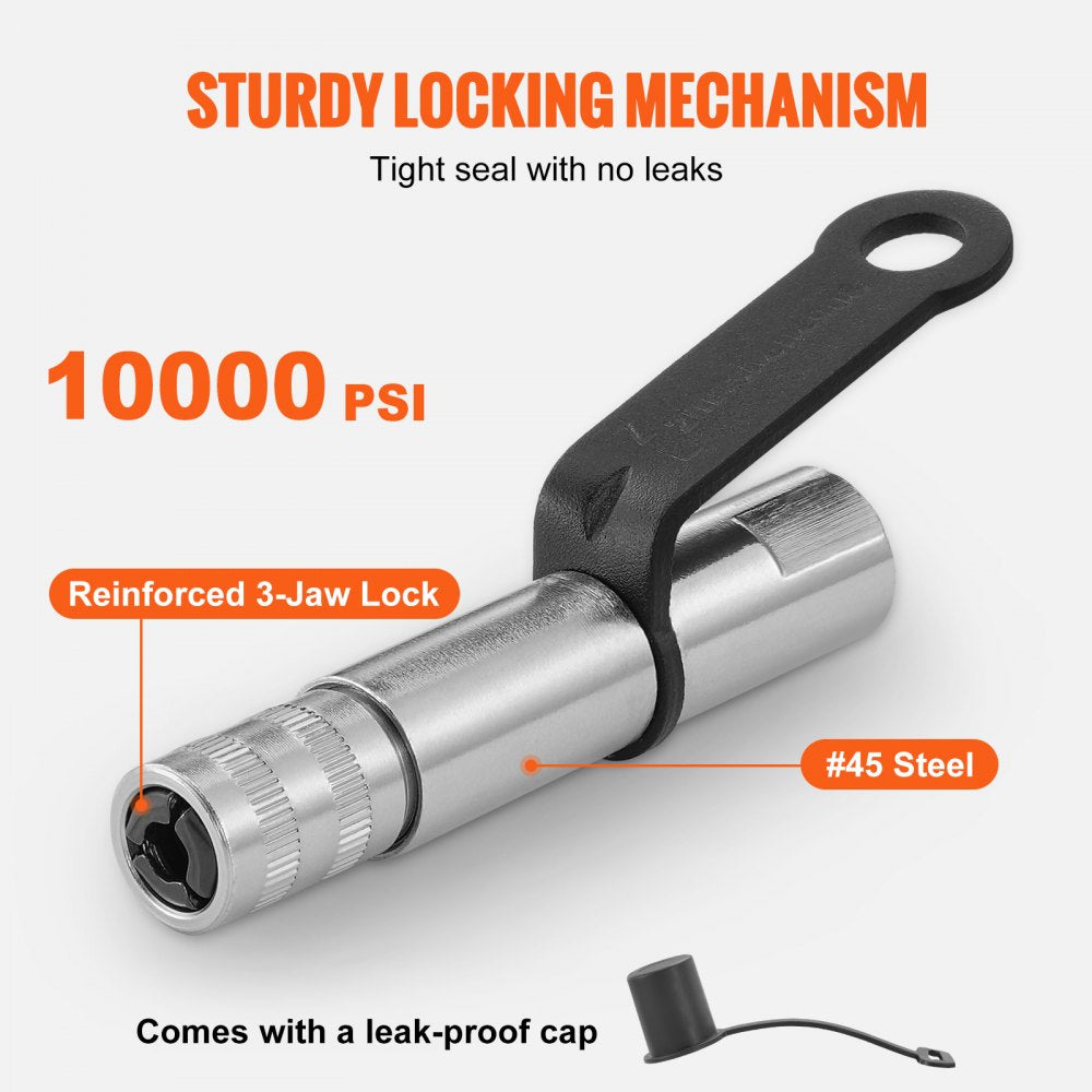 TH-46-7 VEVOR 10,000 PSI Grease Gun Coupler with Quick-Release Lock