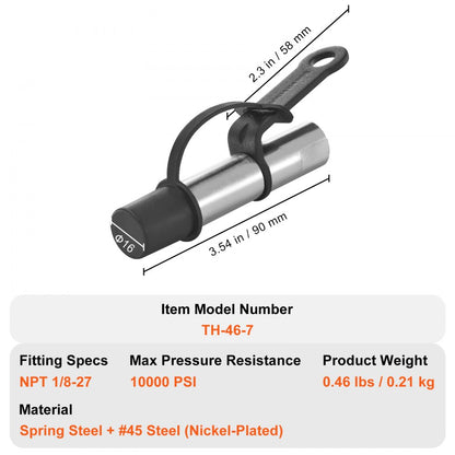 TH-46-7 VEVOR 10,000 PSI Grease Gun Coupler with Quick-Release Lock